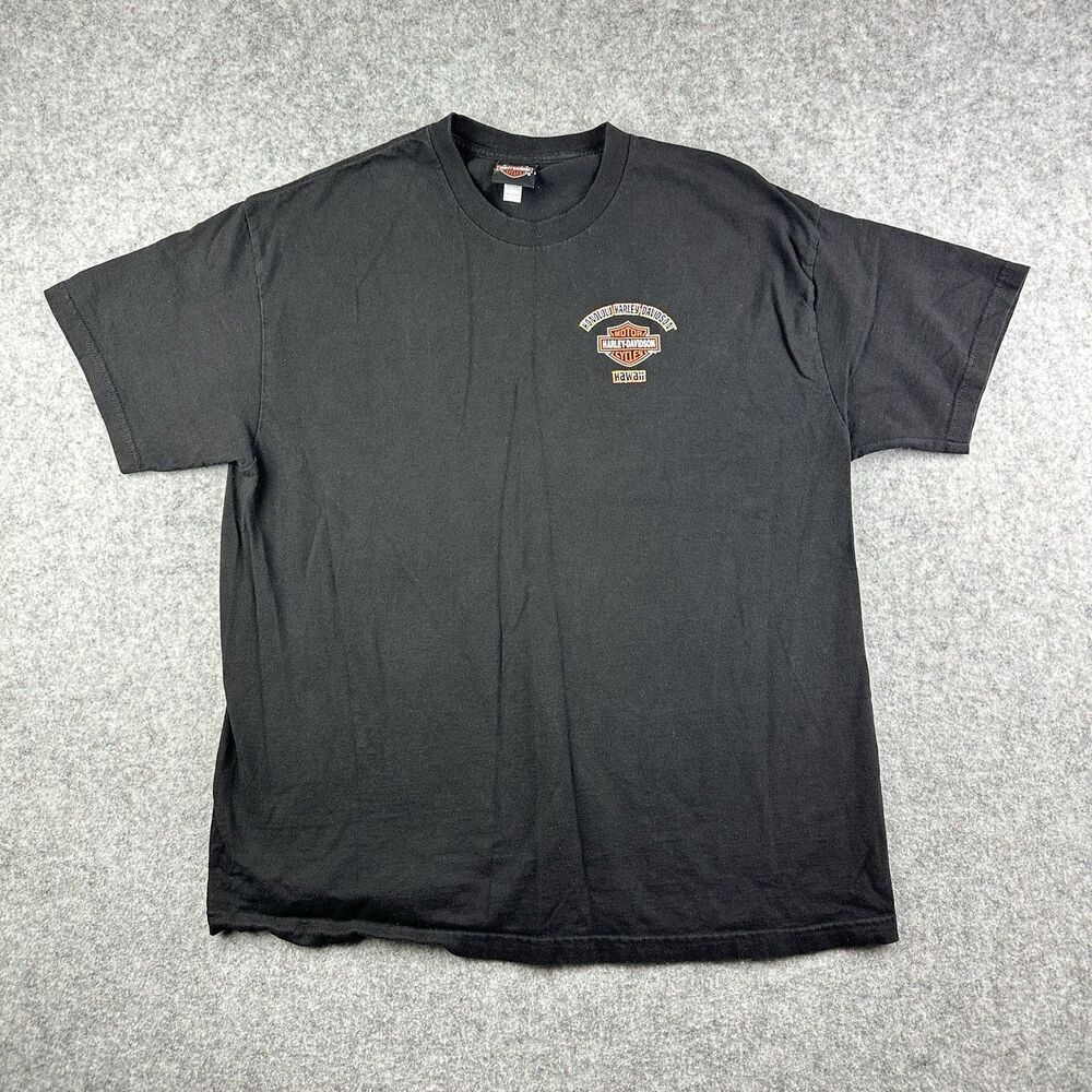 Harley Davidson Shirt Mens XL Black Honolulu Hawaii Tiki Motorcycle Adult Tee - Picture 6 of 14